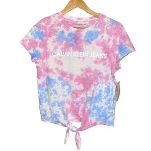 •CALVIN KLEIN•NWT TIE DYE TIE KNIT FRONT SHORT SLEEVE TEE SIZS SMALL